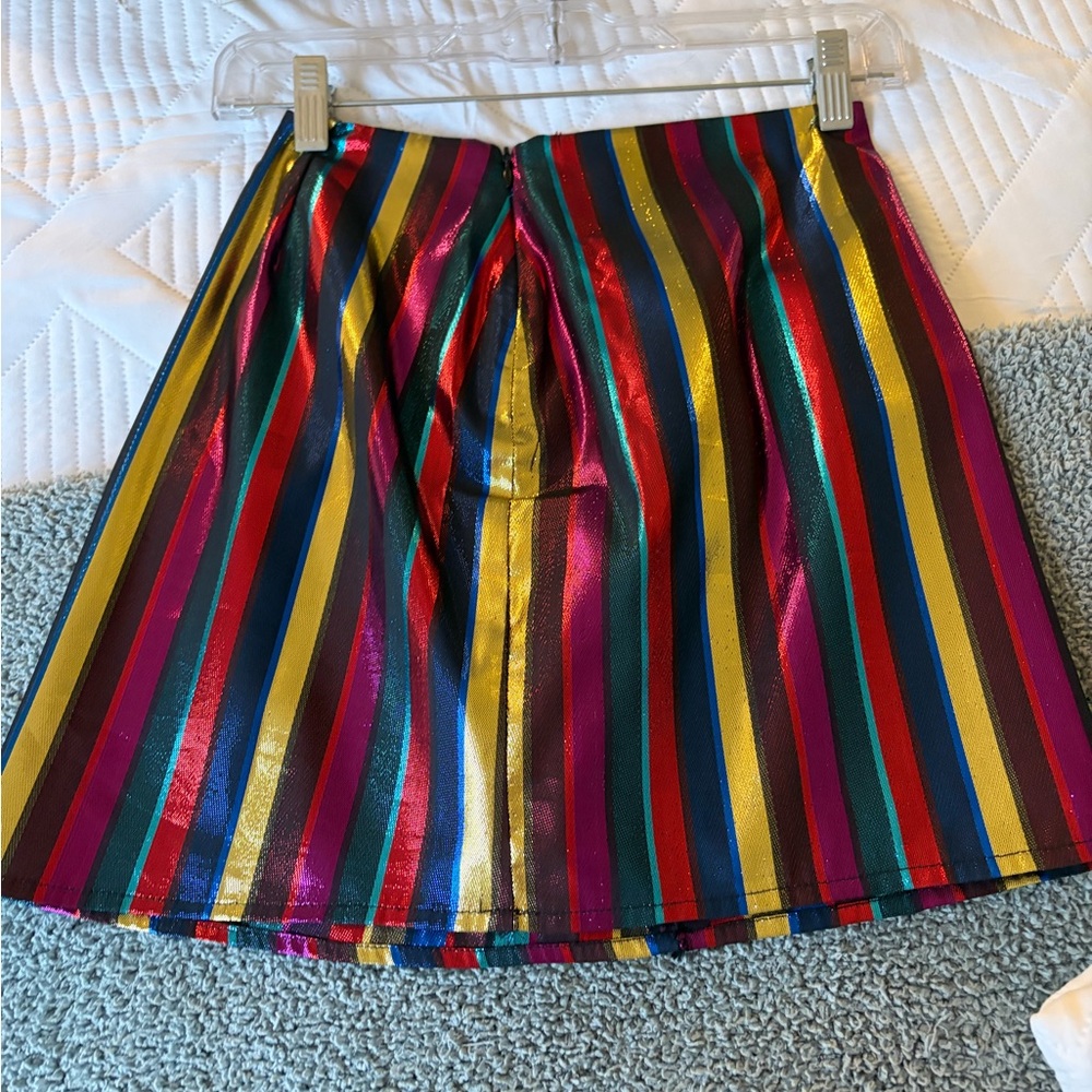 Metallic Multicolor Stripe A-Line Women's Skirt